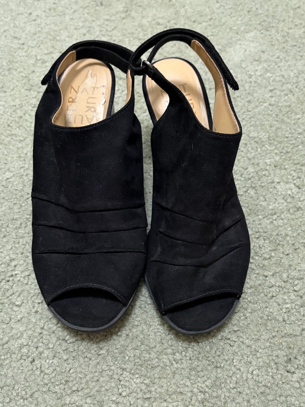 Faux Suade Peep Toe Heels